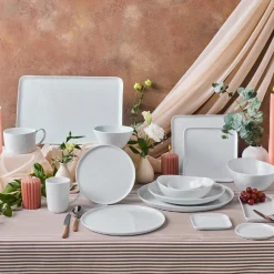 Karaca Epsilon Dessert-/Beilagenteller aus Porzellan, 22 cm, Weiß