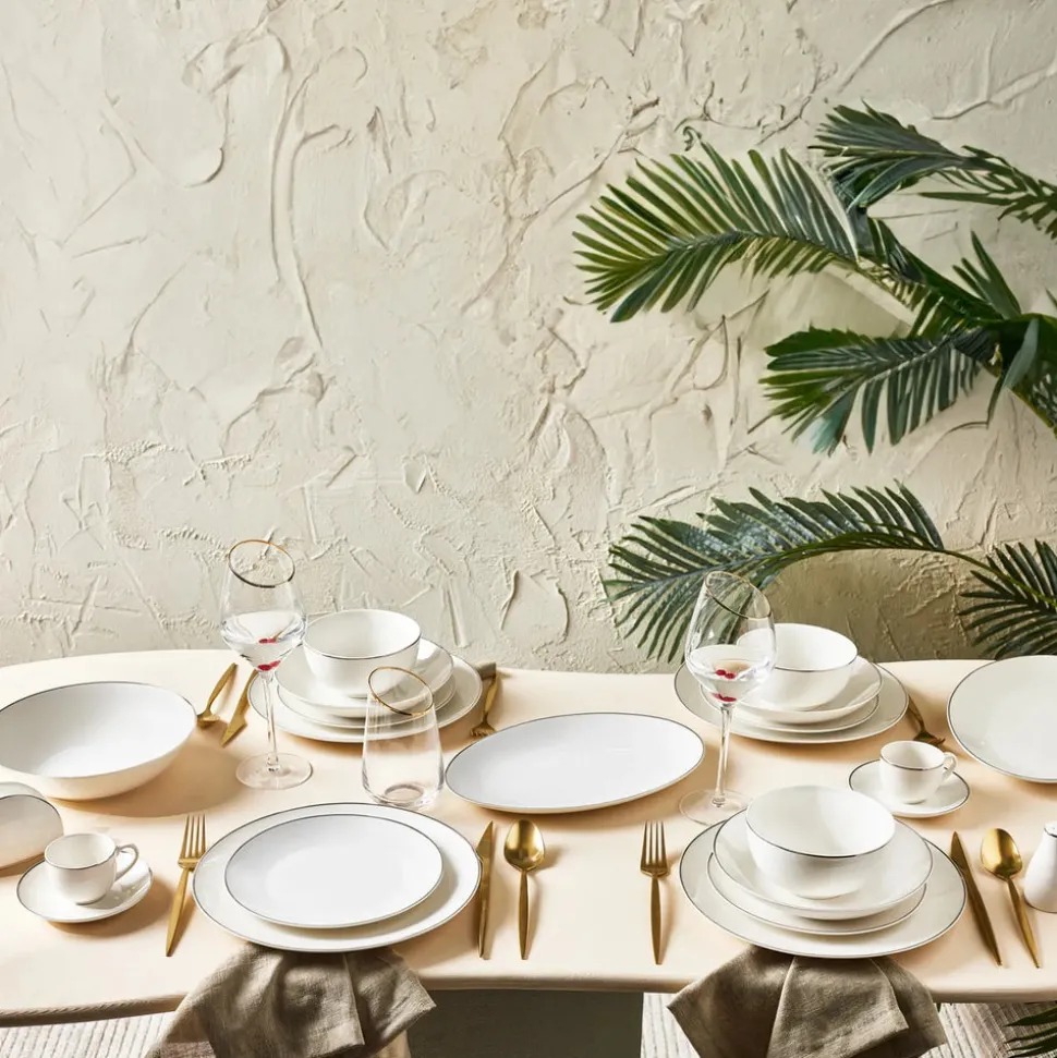 Karaca Epsilon New Generation Bone 12 Personen Geschirrset, Platin, 76 teilig