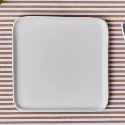 Karaca Epsilon Quadratischer Dessert-/Beilagenteller aus Porzellan, 22 cm, Weiß
