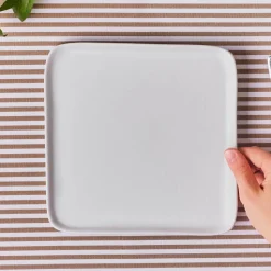 Karaca Epsilon Quadratischer Dessert-/Beilagenteller aus Porzellan, 22 cm, Weiß