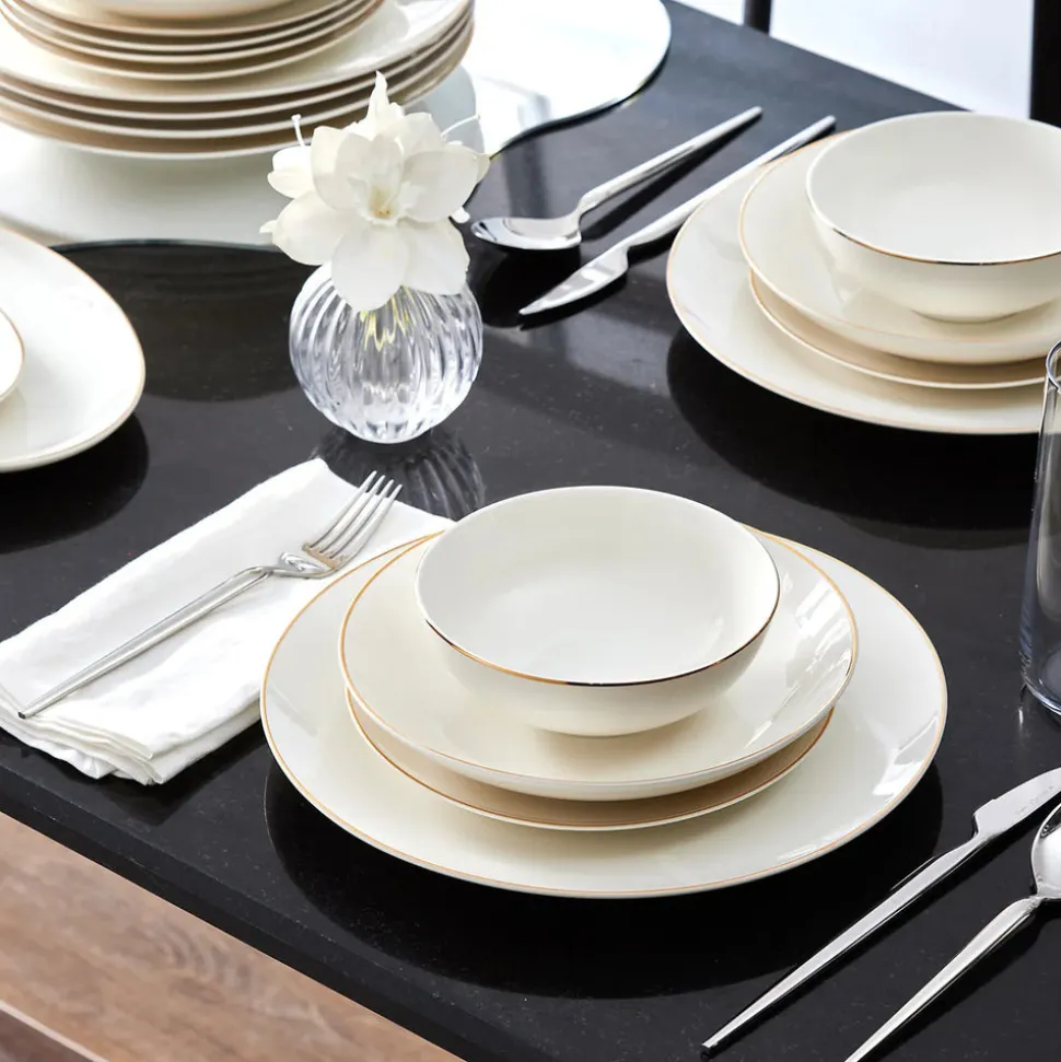 Karaca Esbelto 12 Personen Geschirrset, 56 Teilig, New Generation Bone, Gold