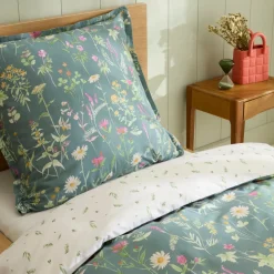 Karaca Evergreen Renforcé Bettwäsche-Set, Einzelbett, Grün