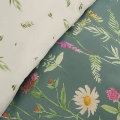 Karaca Evergreen Renforcé Bettwäsche-Set, Einzelbett, Grün