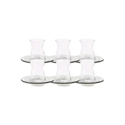 Karaca Face 12-teiliges Türkisches Teeset für 6 Personen, 132 ml, Mehrfarbig