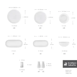 Karaca Favaro für 12 Personen Geschirrset, 56 Teilig, New Generation Bone