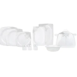 Karaca Fine Bone New Together Alone Gold 60-teiliges Quadratisches Geschirr für 12 Personen