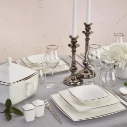 Karaca Fine Pearl Agate für 12 Personen Perle Geschirr Set, Platin, 62 Teilig