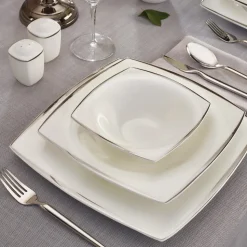 Karaca Fine Pearl Agate für 12 Personen Perle Geschirr Set, Platin, 62 Teilig