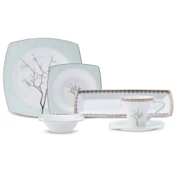 Karaca Fine Pearl Banyan für 6 Personen Frühstücksset und Servierschalen, 26 Teilig