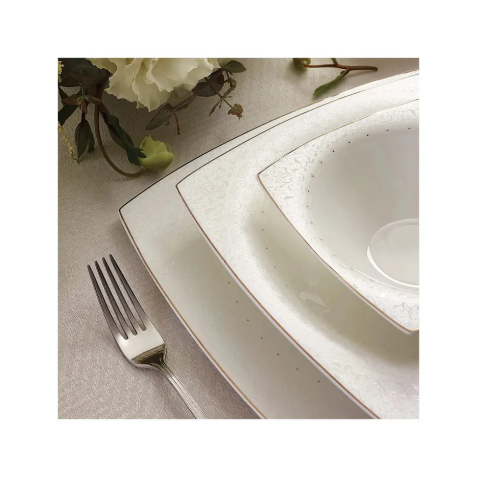 Karaca Fine Pearl Belha 62-teiliges quadratisches Perlmutt Dinner-Set für 12 Personen