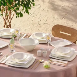 Karaca Fine Pearl Dara 58-Teiliges 12-Personen Geschirrset Platin