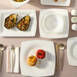 Karaca Fine Pearl Dara 58-Teiliges 12-Personen Geschirrset Platin