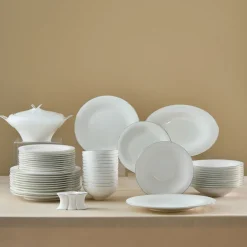 Karaca Fine Pearl Extra Argento 55-Teiliges Tafelservice Für 12 Personen, Platin