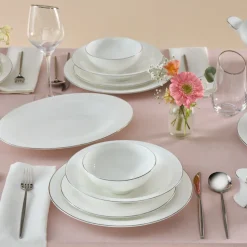 Karaca Fine Pearl Extra Argento 55-Teiliges Tafelservice Für 12 Personen, Platin