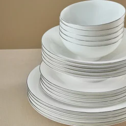 Karaca Fine Pearl Extra Argento 55-Teiliges Tafelservice Für 12 Personen, Platin