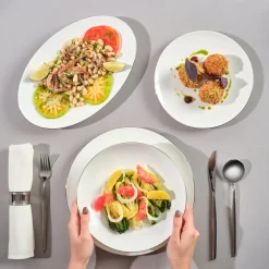 Karaca Fine Pearl Extra Chanak 55-teiliges Tafelservice für 12 Personen Platin