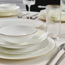 Karaca Fine Pearl Extra Chanak 55-teiliges Tafelservice für 12 Personen, Gold