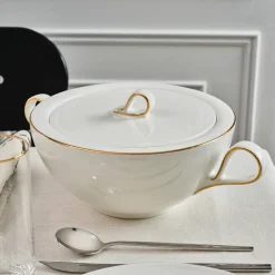 Karaca Fine Pearl Extra Chanak 55-teiliges Tafelservice für 12 Personen, Gold