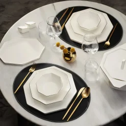 Karaca Fine Pearl Extra Eight Corner 62-Teiliges 12-Personen Geschirrset Gold