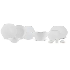 Karaca Fine Pearl Extra Hexagon, 61-teiliges 12-Personen-Geschirrset