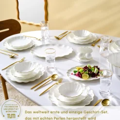 Karaca Fine Pearl Extra Shell 58 Stück 12 Sitzer Dinner Set Gold