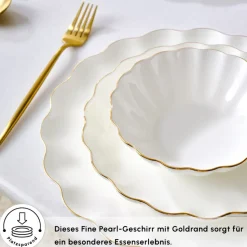 Karaca Fine Pearl Extra Shell 58 Stück 12 Sitzer Dinner Set Gold