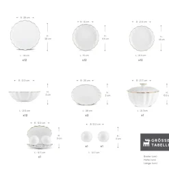 Karaca Fine Pearl Extra Shell 55-teiliges 12-Personen Geschirrset Gold