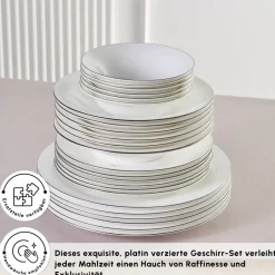 Karaca Fine Pearl Fame 58-teiliges Tafelservice für 12 Personen, Platin