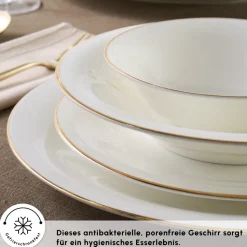 Karaca Fine Pearl Fame 58-teiliges Tafelservice für 12 Personen, Gold