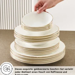 Karaca Fine Pearl Fame 58-teiliges Tafelservice für 12 Personen, Gold