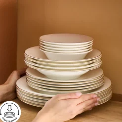 Karaca Fine Pearl Fame 58-teiliges Tafelservice für 12 Personen, Gold