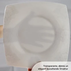 Karaca Fine Pearl Helen 58-teiliges Tafelservice für 12 Personen – Eckiges Perlendesign