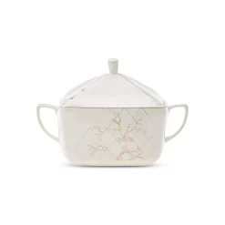 Karaca Fine Pearl Midnight 62 teiliges Geschirrset Quadrat Perlmutt für 12 Personen