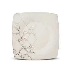 Karaca Fine Pearl Midnight 62 teiliges Geschirrset Quadrat Perlmutt für 12 Personen