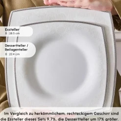 Karaca Fine Pearl Neklus 58-Teiliges 12-Personen Geschirrset Platin