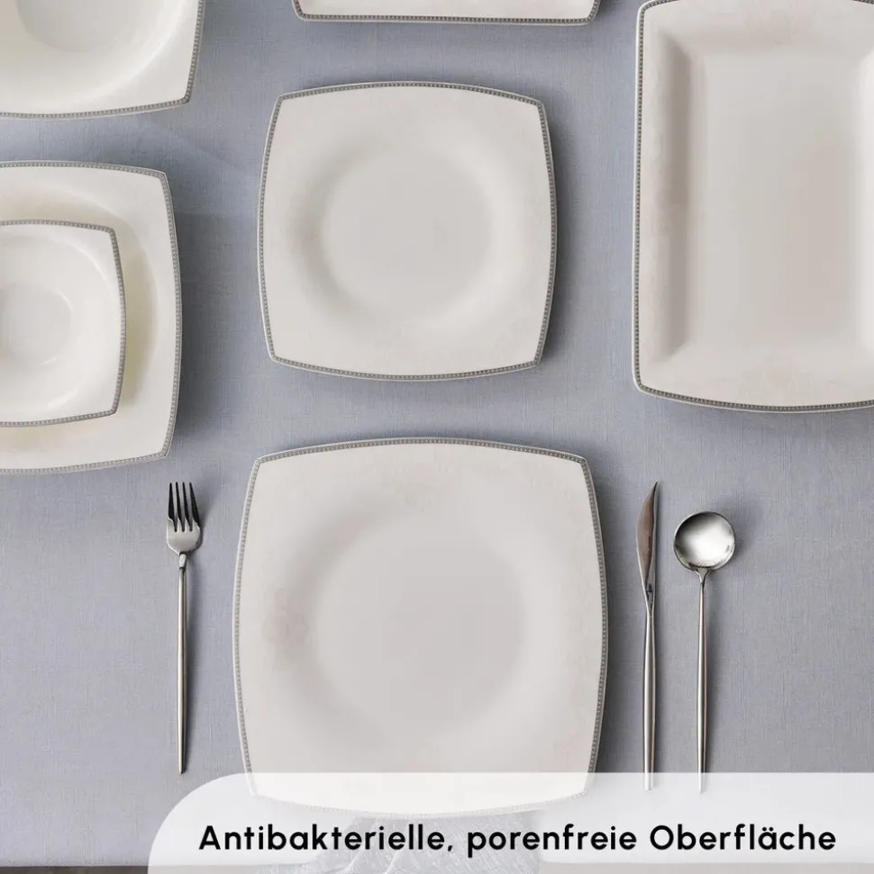 Karaca Fine Pearl Neklus 58-Teiliges 12-Personen Geschirrset Platin