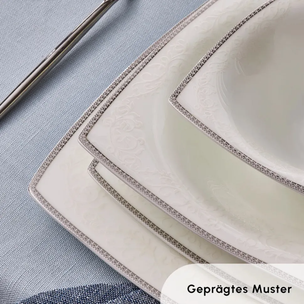Karaca Fine Pearl Neklus 58-Teiliges 12-Personen Geschirrset Platin