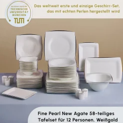 Karaca Fine Pearl New Agate 58-Teiliges 12-Personen Geschirrset Gold
