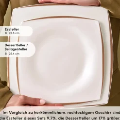 Karaca Fine Pearl New Agate 58-Teiliges 12-Personen Geschirrset Gold