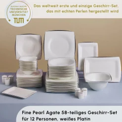 Karaca Fine Pearl New Agate 58-Teiliges 12-Personen Geschirrset Platin