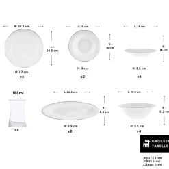 Karaca Fine Pearl New Fame Frühstücksset für 6 Personen, 26-teilig – Platin