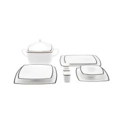 Karaca Fine Pearl Norma 62-teiliges quadratisches Tafelbesteck für 12 Personen