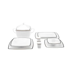 Karaca Fine Pearl Norma 62-teiliges quadratisches Tafelbesteck für 12 Personen