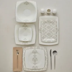 Karaca Fine Pearl Paris 58-teiliges Tafelservice für 12 Personen