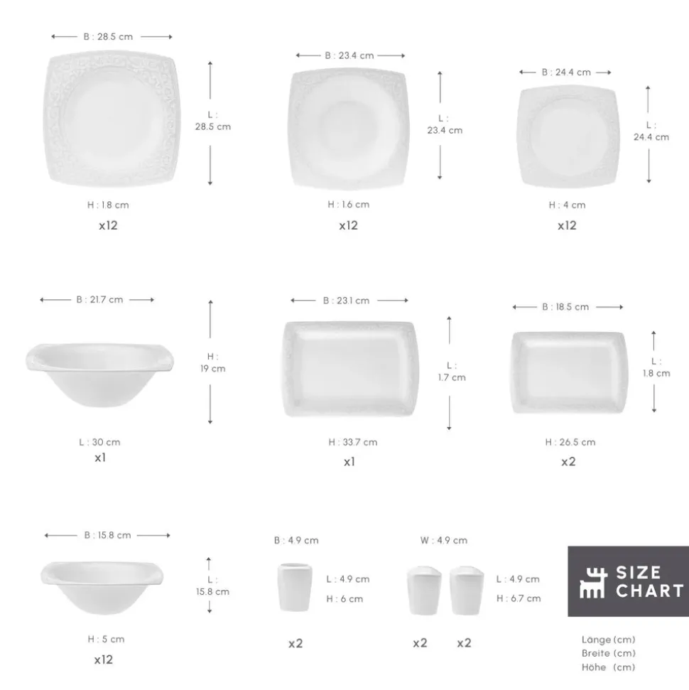 Karaca Fine Pearl Roma 58-Teiliges 12-Personen Geschirrset