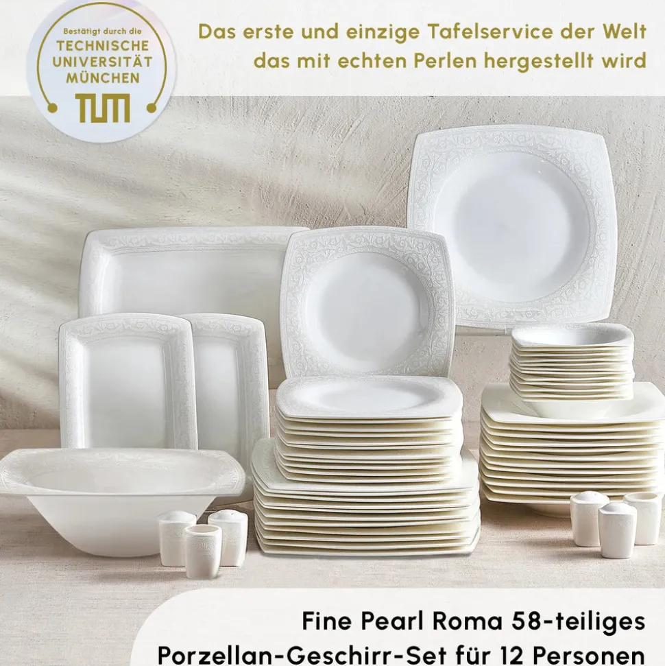 Karaca Fine Pearl Roma 58-Teiliges 12-Personen Geschirrset