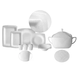 Karaca Fine Pearl Valentina 62 Pieces Pearl Dinnerware Square, Service for 12