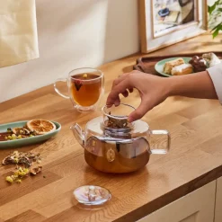 Karaca Flache Borosilikatglas-Teekanne