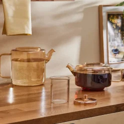 Karaca Flache Borosilikatglas Teekanne Amber