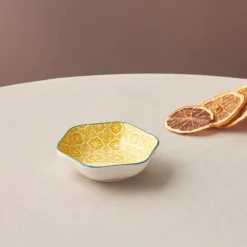 Karaca Floral Snack Schale, Gelb, Hexagon, 10 cm